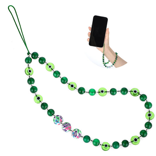 Giantree Evil Eye Phone Lanyard, Beaded Phone Charm Wrist Strap Gemstone Bracelet Mobile Phone Chain Strap Keychain for Men Women(Green)