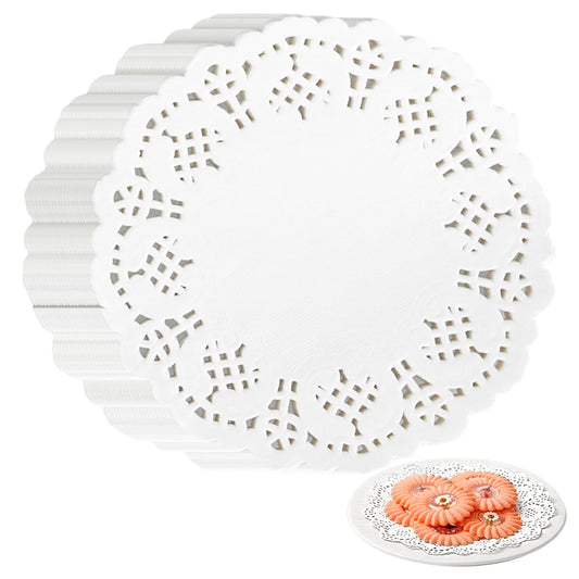 Jeffdad 150 Pcs Paper Doilies Assorted Sizes, 4.5" Paper Doilies for Food, Disposable Lace Paper Doilies for Tables Plates Cakes Desserts Crafts(4.5 inch)