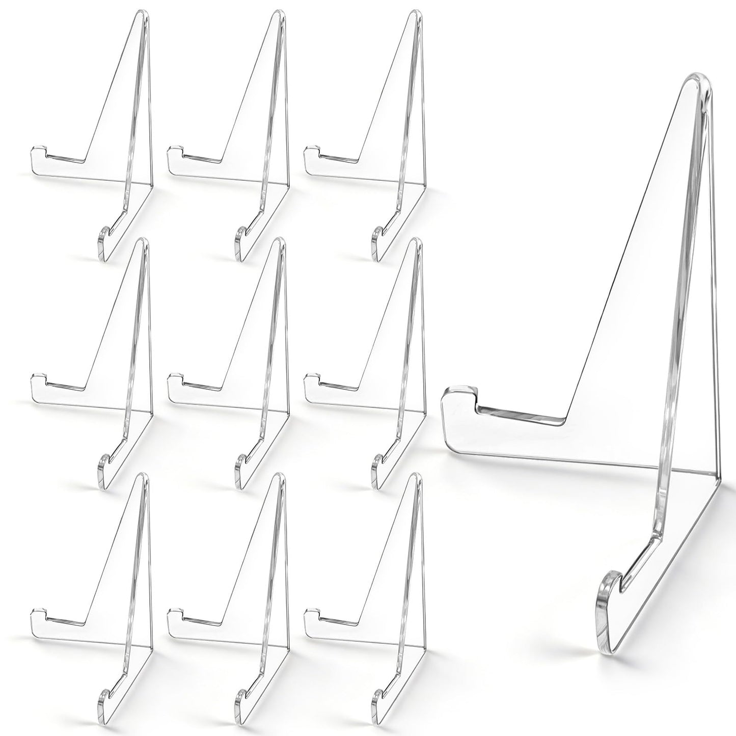 WJIAAA Card Stand, Pack of 10 Acrylic Transparent Stands for Displaying Cards, Medals & Coins, 5.8 x 8.5 cm