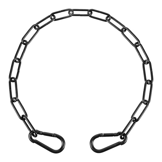 MBAIYO Chain Steel Chain Black, 0.5 m Link Chain with Double-Sided Carabiner Stainless Steel Gate Chain Lock Solid Metal Chain Stainless Steel Chains Round Steel Chain for Outdoor Fences Garden Gates