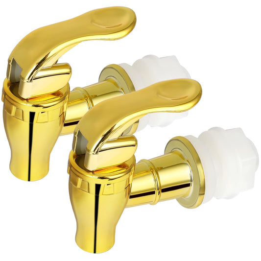 Bewudy Gold Spout for Drink Dispenser ABS Material, No Leakage, Easy to Use, Widely Applicable, Top Load, 16mm, Glossy Finish, 2 Pack