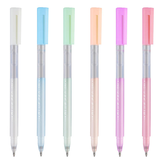 Bewudy 6pcs Quick Dry Glue Pen, Adhesive Crafting Fabric Pen Fine Point Roller Glue for Papercrafts, Handmade Crafting, DIY Card Making