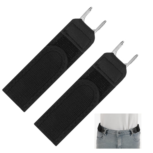 Cobee 2 Pcs No Buckle Belt for Men, Metal Hook Elastic Belt Adjustable Side Invisible Stretch Belts Buckleless Quick Release Belts for Jeans Pants