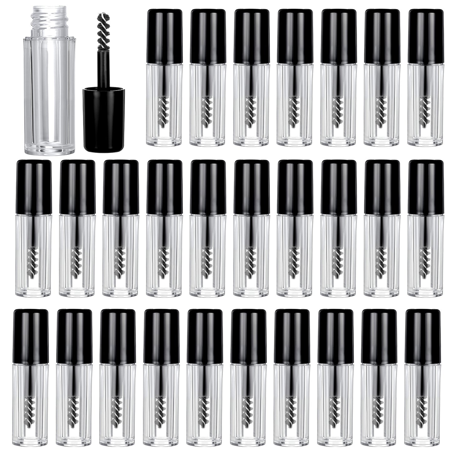 LIQWEI 27Pcs Mini Mascara, Empty Mascara Tube, Empty Mascaras Tube and Wand Glass, Mini Eyelash Cream Container Bottle, Mascaras Tubes Emptys for Castor Oil for Home and Travel