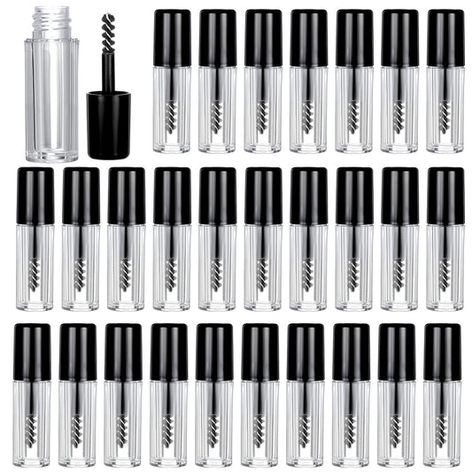 LIQWEI 27Pcs Mini Mascara, Empty Mascara Tube, Empty Mascaras Tube and Wand Glass, Mini Eyelash Cream Container Bottle, Mascaras Tubes Emptys for Castor Oil for Home and Travel