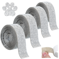 HJZHII 4 Rolls Rhinestones Diamond Ribbon, Self-Adhesive Rhinestone Tape Sparkling Diamond Bling Stickers Wrap Bling Crystal Rhinestone Strips for DIY Crafting & Decorative Purposes