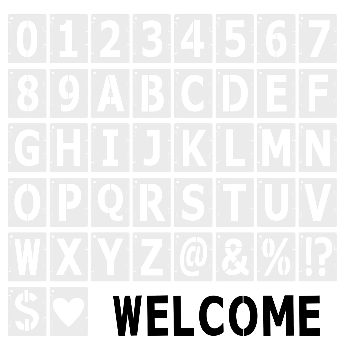 JJUNW 3 Inch Letter and Number Stencils, 42 Pcs Reusable Plastic Art Craft Stencils for Painting on Wood, Wall, Fabric, Rock, Sign, DIY Art Projects