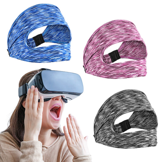 JIEYAO 3 Pcs VR Sweat Mask, Adjustable VR Eye Mask, Breathable VR Sweat Band Comfortable Eye Face Cover VR Face Cover Cushion for Any Head Size Most VR Devices