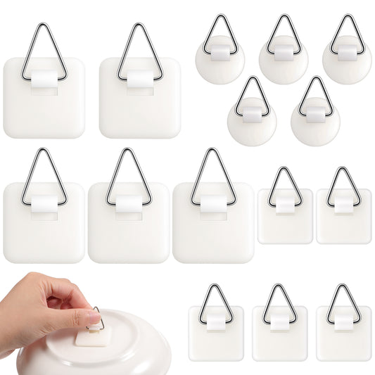 LIQWEI 15 Pcs Adhesive Picture Hangers, Pictures Hanging Hooks Without Nails Adhesive Wall, Picture Hanger Plate Hangers Sticky for Displaying Photo Frame Foamboard Plate Wall Art Decor