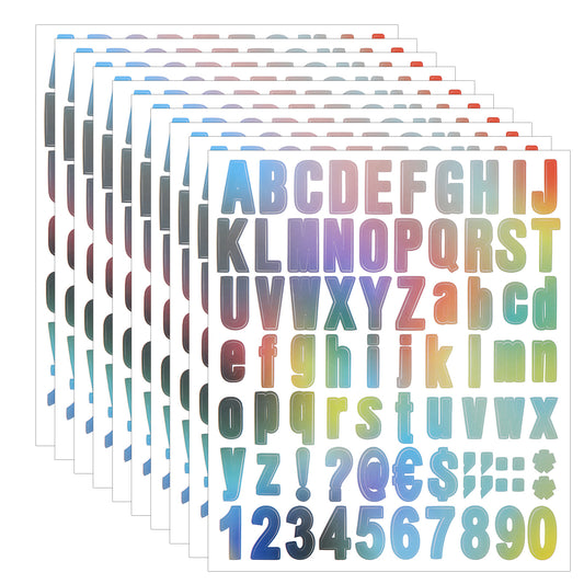 Giantree 810 Pcs Alphabet Stickers 10 Sheets Letter Stickers, 1" Self-Adhesive Number Alphabet Vinyl Stickers for Mailbox House Number Window Address Number Business Bulletin Scrapbooking (Multicolor)