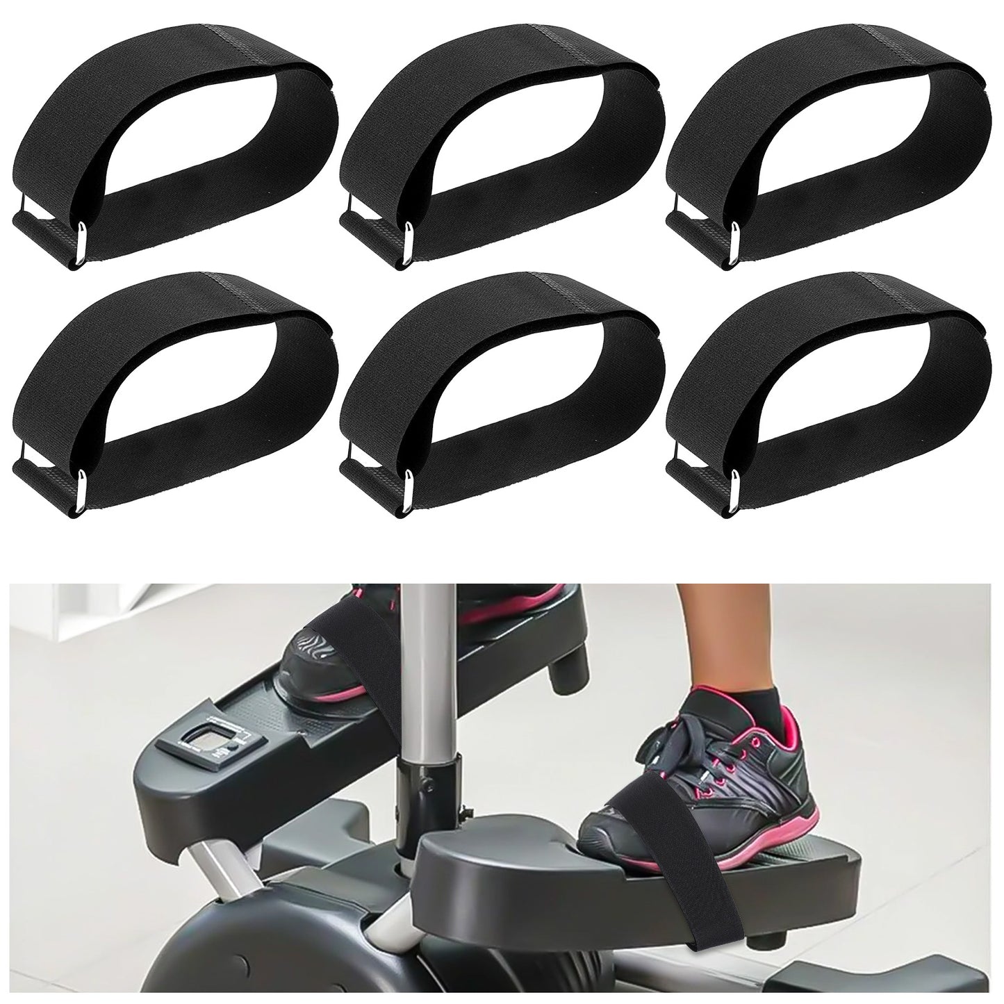 AOZUO 6Pcs Ellipse Leg Exerciser Machine Pedal Straps, Under Desk Ellipse Pedal Exerciser Pedal Straps for Seniors Fitness Home Office Sports Accessories