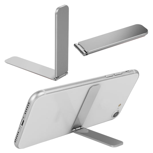 BOHUIZ Ultra-Thin Cell Phone Kickstand, Portable Foldable Vertical and Horizontal Alloy Phone Holder Stand Adjustable Angle Mini Phones Stand for Mobile Phones Tablet Universal Model(Silver)