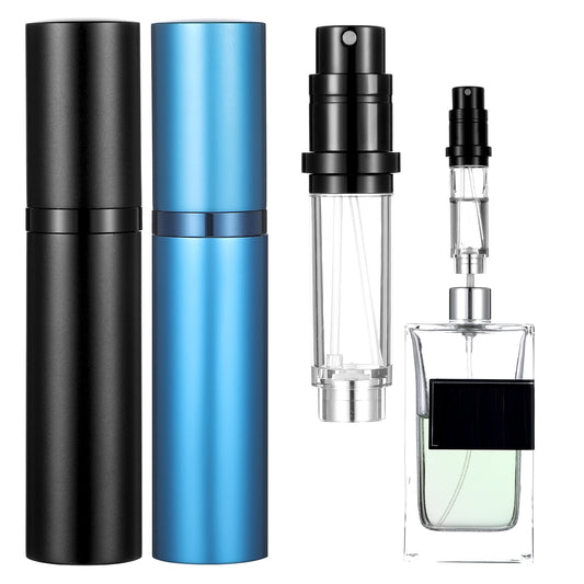 IANFAN 2 Pcs Mini Refillable Perfume Atomizer, Portable Travel Perfume Refillable Bottle Leakproof Empty Cologne Dispenser 5ml Perfumes Spray Bottle Refill Pump Case for Traveling and Outgoing