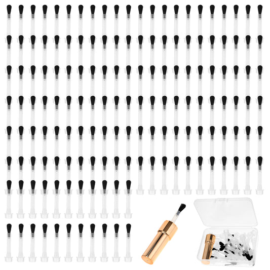 Molain Replacement Nail Polish Brush Kit Disposable Nail Art Brush Set With Handle Dip Powder Liquid Replacement Brushes Soft Bristles Nail Brushes Round Head Brushes with Box(66Pcs/Box)