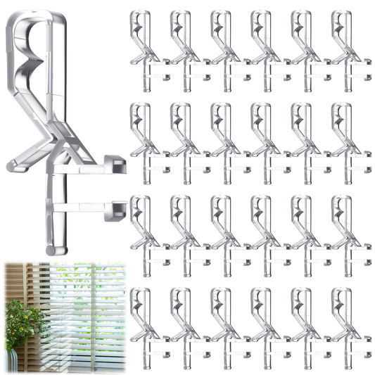 LXUEJIE 24 Pcs Valance Clips for Blinds, 1.83 Inches Plastic Valances Clips, Hidden Channel Valance Clip, Mini Blind Retainer Holder Replacement Clamp for Window Blinds Fits Wooden Valances