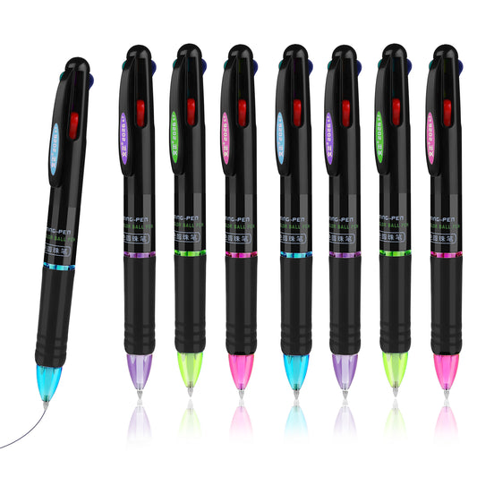 Molain 8 Pcs 4-in-1 Ballpoint Pens, Retractable Colored Pens 1mm Fine Point Ballpoint Gift Pens for Office School Supplies Students Children Gift, Kids Party Favors