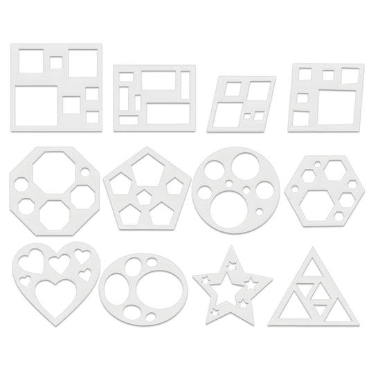 JJUNW 12 Pcs Drawing Stencil, 9in Geometric Stencils Art Painting Template Circle Square Heart Star Template Set Simple Drawing Stencils for Classroom Painting DIY Craft