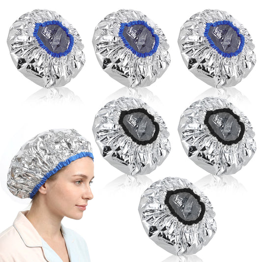 cobee 6Pcs Heat Cap, Heat Cap for Deep Conditioning, Showers Caps Processing Caps for Hairs Hot Oil Treatment Hairs Steamer, Reusable Hair Foils for Hair, Shower Capping for Sauna, Shower Spa