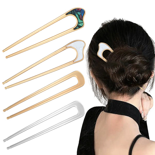 AOZUO 4pcs French Twist Hair Clips 10cm Hair Clips for Women Hair Clips Hairpin Metal French U-Shaped Large Hairpins Updos for Women Girls Mace Vintage Hair Fork