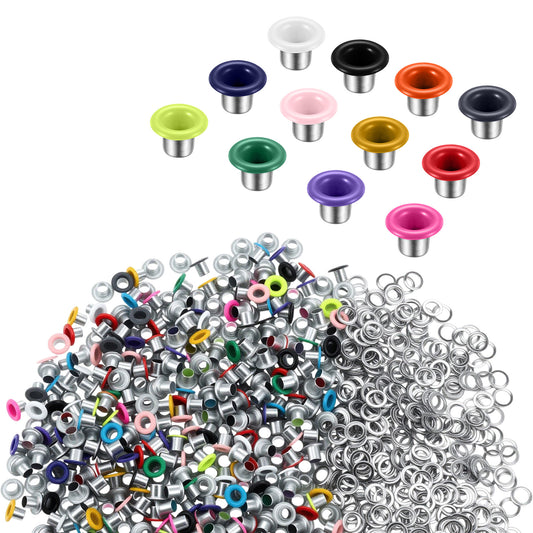 Andibro 250 Set 3mm Metal Eyelets and Grommets, Multicolored Grommets for Paper Crafts Leather Fabric Shoes Tents Repair
