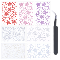 DOPENSPI 7 Sheets Face Gems, Self Adhesive Face Jewels Hair Gems with Tweezer Y2K Star Facial Stickers Star Rhinestone Festival Facial Gem Makeup Jewel for Girls Women Makeup Rave Accessories