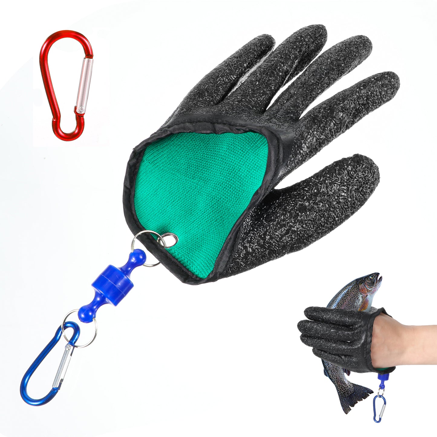 AOZUO Fishing Glove for Men, Fishing Catching Gloves with Magnet Release Non-Slip Professional Fishing Glove Fishing Puncture Resistant Proof Gloves Accessories for Handling Catching Cleaning