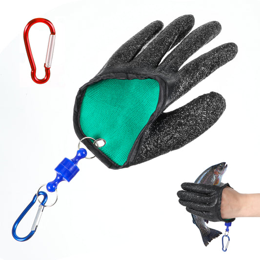 AOZUO Fishing Glove for Men, Fishing Catching Gloves with Magnet Release Non-Slip Professional Fishing Glove Fishing Puncture Resistant Proof Gloves Accessories for Handling Catching Cleaning