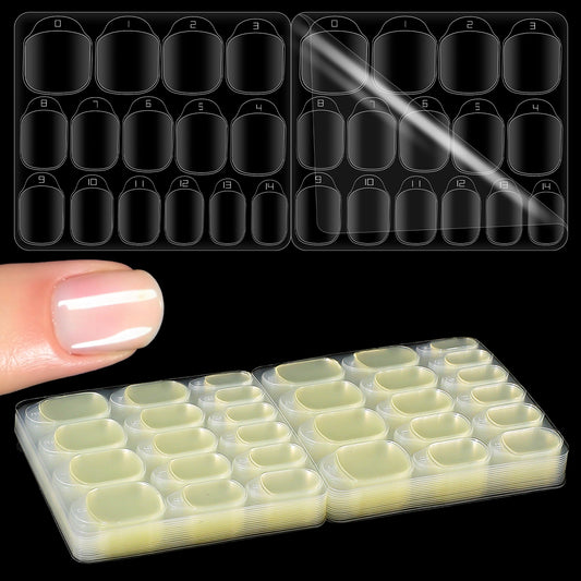 LIQWEI 20 Sheet/600pcs Press On Nail Adhesive Tabs, Nail Glue Tabs 15 Sizes Nails Sticker, Transparent Nails Sticky Tab for Fit Most Fingernails Accessories