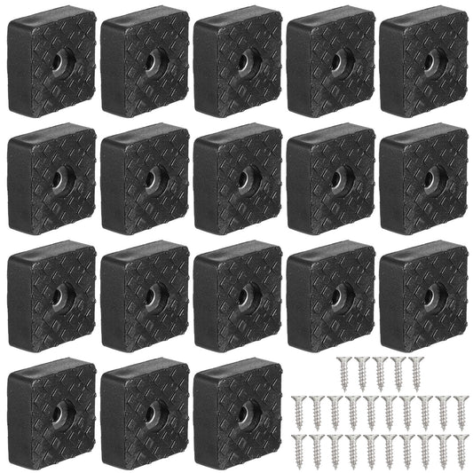 JJUNW 18Pcs Square Rubber Feet, Rubber Feet For Outdoor Furniture, Screw-On Rubbers Feets For Garden Furnitures Furniture Pads, Rubbers Feets Protectors For Table Chair Sofa Legs