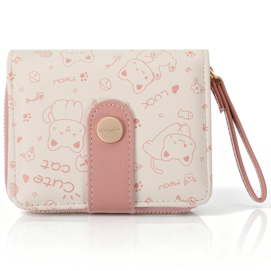 MBAIYO Cute Small Purse for Women, Cat Ladies Wallet Card Holder Coin Purse
