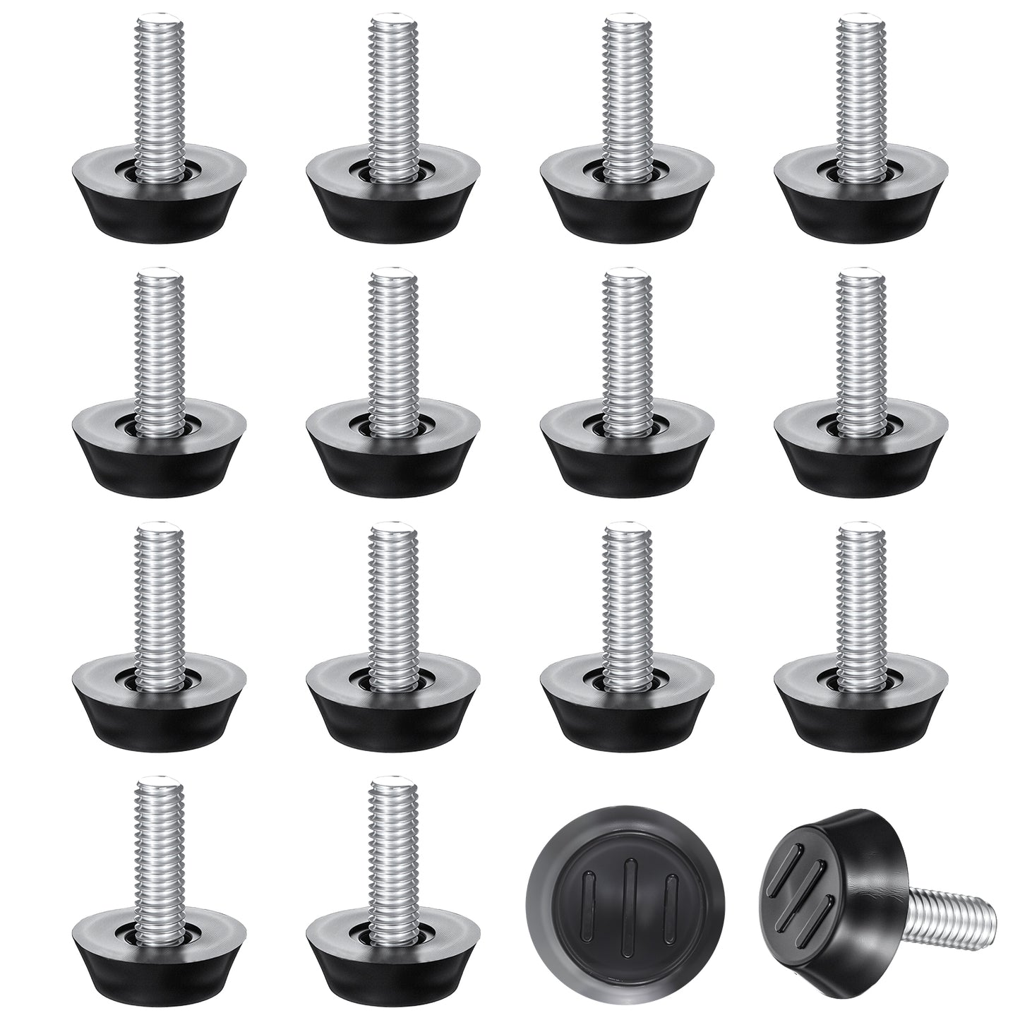 GEEHUA 16 Pcs Adjustable Furniture Levelers, Thread Furniture Feet Levelers Screw Table Chair Leveling Feet Pads Glides Screw in Threaded for Table Cabinets Chairs Stool Furnitures Legs