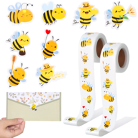 IANFAN 1000 Pcs Bee Stickers Roll, Self-Adhesive Bees Envelope Seals Sticker Cute Bee Reward Sticker for Notebooks, Cups, Water Bottles, Laptop, Phone, Skateboard, Crafts, Gifts(500 Pcs Per Roll)
