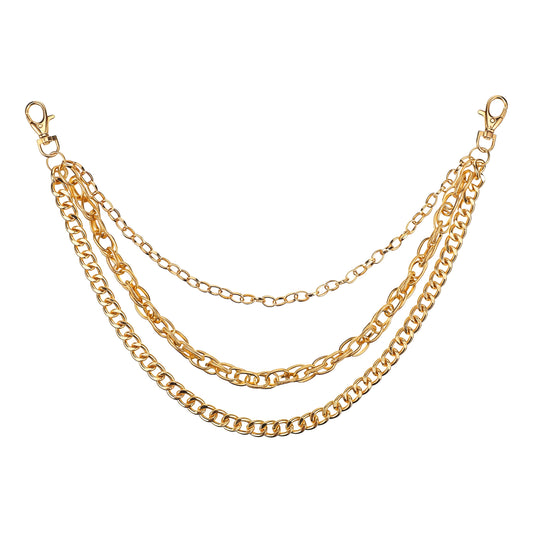 JJUNW Gold Wallet Chain, Hip Hop Punk Jeans Chain, Metal Punk Wallet Chains Pants Chain Key Chain for Jeans Belt Clothing Goth Accessories (Gold)