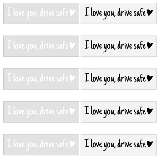 Molain 10Pcs I Love You Drive Safe Mirror Sticker, Rear View Mirrors Sticker I Love You Drive Safe Car Decals Cute Car Decals for Women Rear View Mirror Safety Reminder Gift (Black and White)