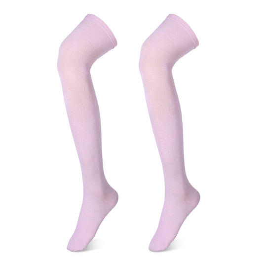 Cobee 1 Pair Thigh High Socks, Pink Knee High Stockings Soft Knee Highs Long Socks Over the Knees Leg Warmers for Women Daily Wear Costume Cosplay