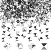 JJUNW 500 Pcs 10 mm Studs for Clothing, Square Silver Pyramid Studs Spikes, Metal Spike Stud Punk Jewelry Craft for Clothing Bag Leather Shoes Punk Rock Accessories