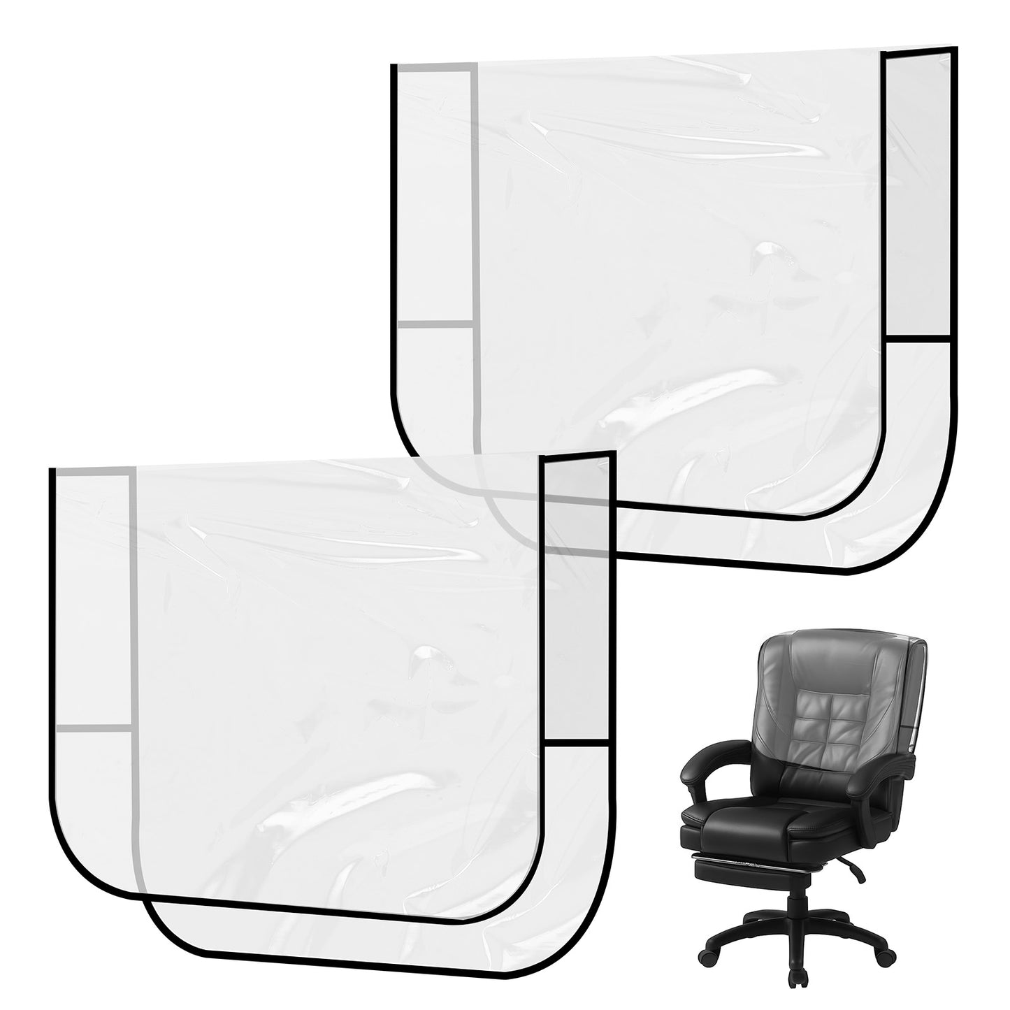 GEEHUA 2Pcs Salon Chair Cover Protectors, 19.68×17.32×4.72Inch Plastic Barber Chair Covers Protectors Square Hairdressing Seat Back Covers Most Standard Salon Chairs Office Chairs Prevent Damage
