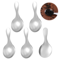 BOHUIZ 5 PCS Short Handle Spoons, Silver Mini Scoops Stainless Spoons for Canisters Small Round Spoon Small Coffee Scoops Candy Scoops for Salt Sugar Condiments Tea Desserts Coffee(Silver)
