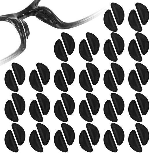 Bewudy 30 Pair Glasses Nose Grips, Silicone Nose Pads for Glasses, Ultra-Soft & Anti-Slip D-Shaped Air Cushion (Black, 0.6x0.27 Inch), for Eyeglasses & Sunglasses
