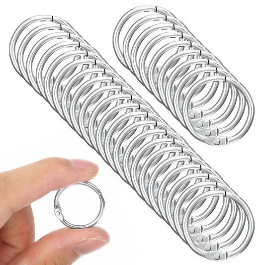 LIQWEI 30 Pcs Binder Rings, Metal Book Rings Paper Ring 25mm Inner Diameter, Loose Leaf Binders Books Ring Reinforcements for File Paper Book Binding Crafting, Scrapbooking(25mm)