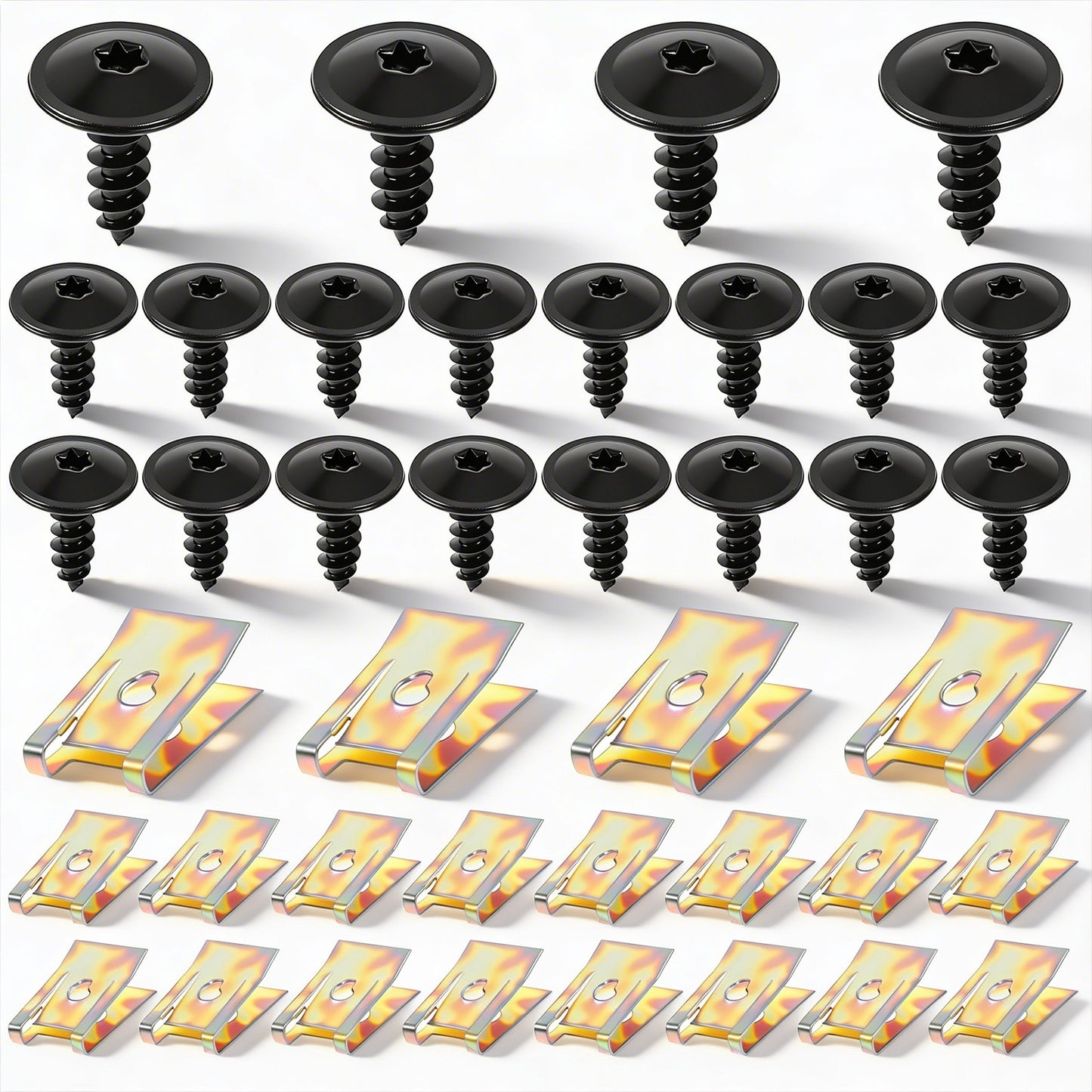 GEEHUA 40PCS Screw and Nut Clip Kit, Guard Plate Fixing Bolts U Type Fastener Clip Bumper Guard Plate Fixing Bolts for Car Wheel Arch Cover Fender Undertray