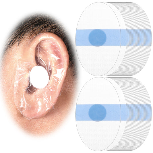 AOZUO Shower Swimming Ear Covers, Silicone Ear Stickers Ear Protection Cap Disposable Waterproof Ear Patches with Cotton Ball Ear Protector Covers for Baby Infant Bath Shower Swimming Surfing(60pcs)
