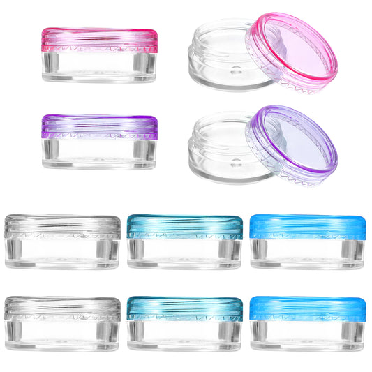 AOZUO 10pcs Sample Containers with Lids, 2g Leak Proof Small Travel Size Containers Reusable Cosmetic Jars Clear Sample Pots Refillable Cosmetic Storage Containers for Toiletries Creams Lotions