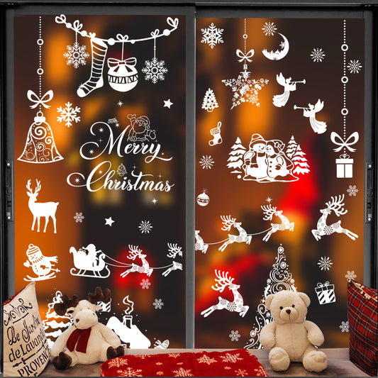 Amaxiu Double Sided Christmas Window Clings, 9 Sheet Static Snow Flakes Stickers Snowflake Window Clings Christmas Windows Decals Snowflake Window Stickers for Winter Christmas Home Party Decor (B)