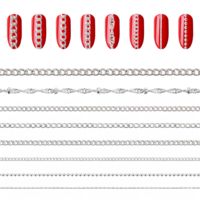 HJZHII 8 Strips Nail Chains, 3D Nail Tip Art Charms Jewelry Ornaments Metal Manicure Decorations for DIY Making Punk Nails Glitter Design(Silver)