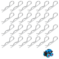 JIYIN 100Pcs R Clips, 1.2mm x25mm RC Body Clips Hitch Pin Clip, Silver Wavy Car R Clip Pins for 1/10 1/12 1/16 Scale Remote Control Cars Shell for RC Cars, Trailers, Tractors, Mower Carts, Truck