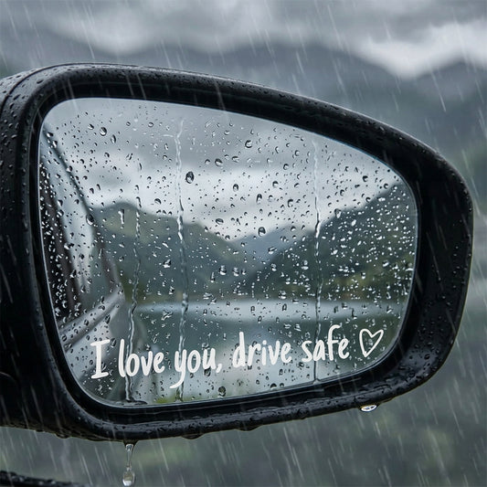 HJZHII 6 Pcs I Love You Drive Safe Mirror Sticker, Cute Car RearviewSticker