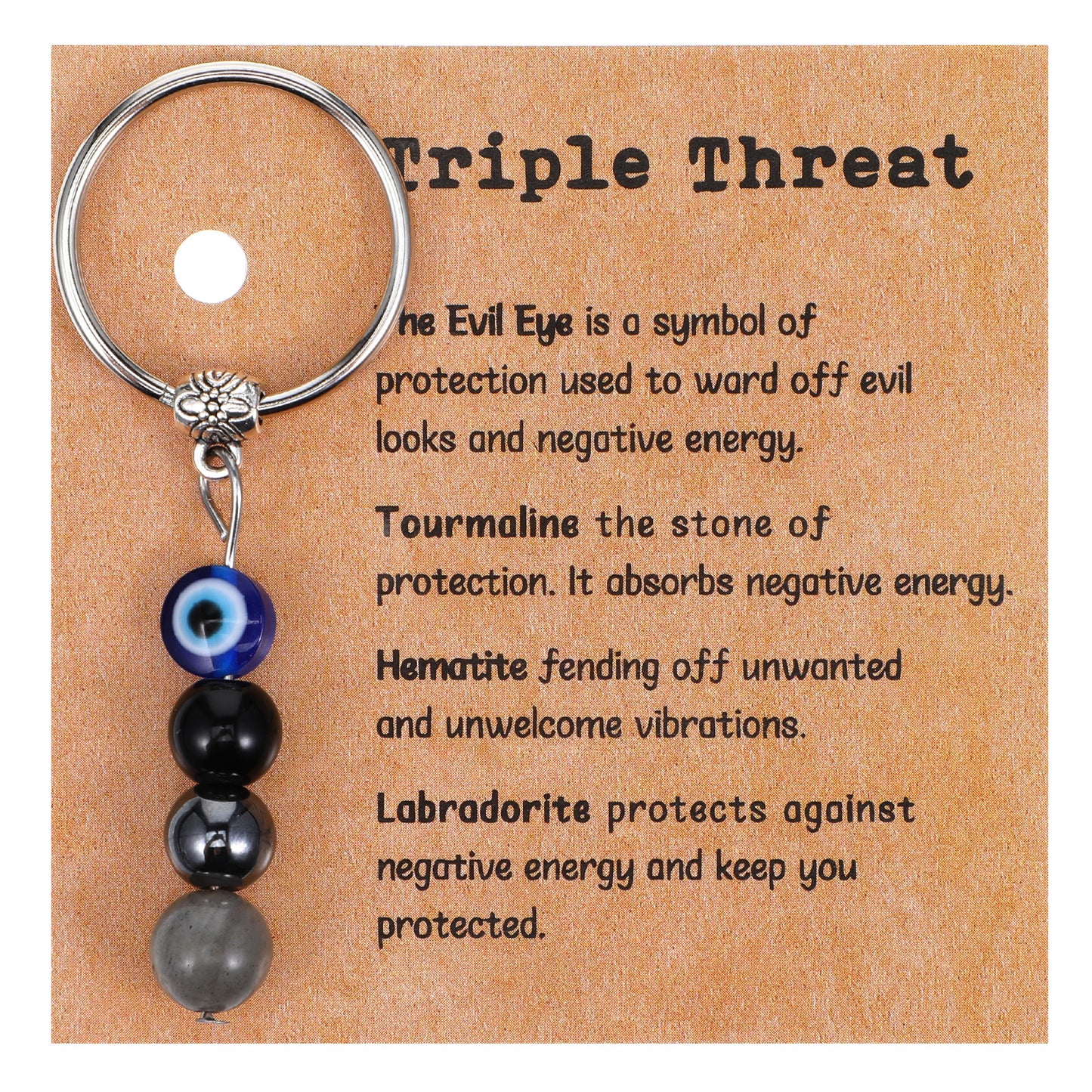 MBAIYO Natural Crystal Keychain Gift, Evil Eye Charm Keychains Healing Stones Inspirational Keychain for Women Purse Charms Bag Charm