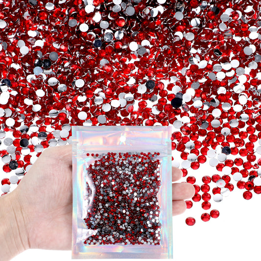 LXUEJIE 3000 Pieces 4 mm Resin Rhinestones, Shiny Rhinestone Flat Bottom Drill Sequins Embellishments Crystal Bling Diamonds for Shoes, Clothing, Cups, Bottles, Makeup, and DIY Nail Art Deco(Red)