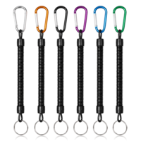 HJZHII 6 Pcs Stretchy Spiral Keyring, Coil Springs Keychain Retractable Coiled Fishing Lanyard with Carabiner Spring Coil Keychain Anti-lost Stretch Cord Safety Key Ring for Keys Wallet Cellphone